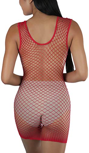 Image of ToBeInStyle Women's Stretch See Through Fishnet Novelty Mini Rave Party Dress