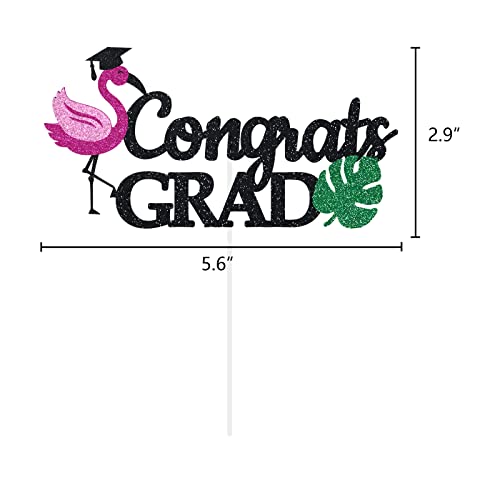 Graduation Flamingo Cake Topper Congrats Grad Glitter Cap High School College Summer Tropical Party Gift Idea #TOP1