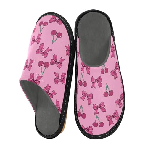 Slippers for Women Powder-colored Butterfly Silk Pattern Soft Winter Warm Shoes Indoor Outdoor Non-Slip House Travel Slippers