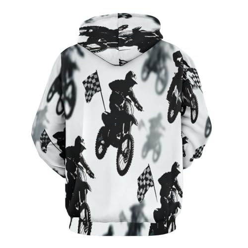 Sweat à capuche homme de course 3D imprimé graphique blanc de mode