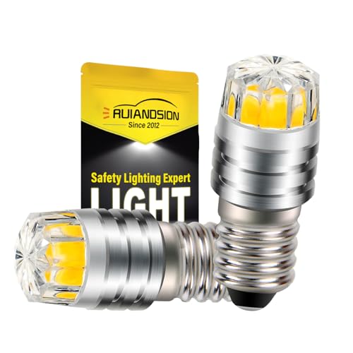 Ruiandsion 2pcs 2W COB 6V E10 LED Upgrade Birne Ersatz für Taschenlampen...