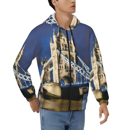 Sweat à capuche zippé London imprimé Tour de Londres veste décontractée homme