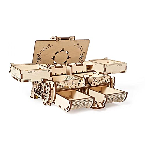UGEARS Schatulle 3D Modellbausatz Holztruhe-3D Holzbausatz Schatzkiste-3D Puzzle Erwachsene Box (Antik-Schatulle) – Bild 3
