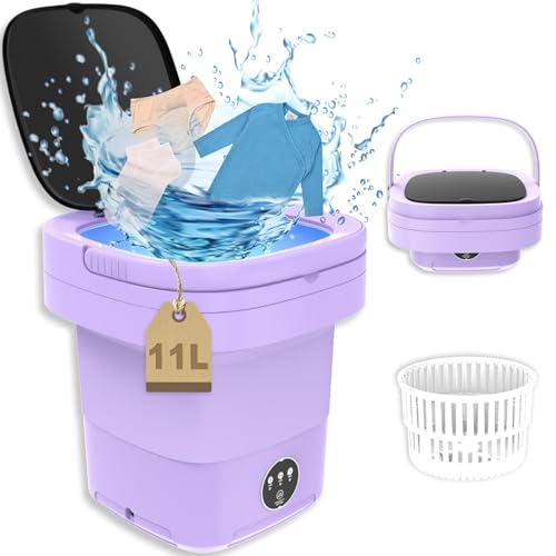 Image of ABXKZ Mini Washing Machine Portable Washer Machine and Dryer Foldable 9L, Portable Small Washer Machine, Bucket Smart Laundry Machine w/ 3 Cleaning Modes Baby Clothes, Underwear, Camping, RV, Travel