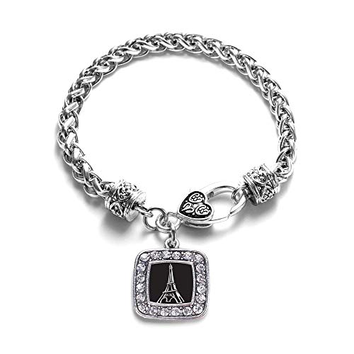 Inspired-Silver-Silver-Square-Charm-Bracelet-with-Cubic-Zirconia-Jewelry