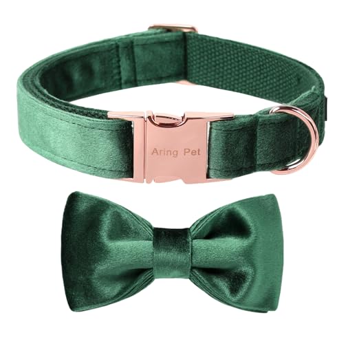 ARING PET Fliege Hundehalsband-Samt-Hundehalsbänder mit Abnehmbarer Fliege, verstellbares weiches Samt-Schleifenhalsband Geschenk für Mädchen und Jungen, bequemes Hundehalsband.
