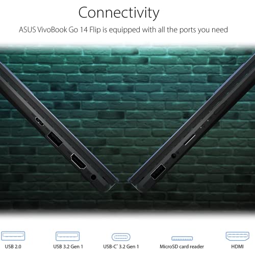 Asus 2023 Newest Thin And Light Vivobook, 14 Hd Touchscreen 2-In-1 Laptop, 4Gb Ram, 256Gb Ssd, Intel Celeron Processor, Numberpad, Type-C,Hdmi, Microsoft 365 Personal 1-Year Included, Windows 11 S #TOP5