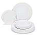 " OCCASIONS" 240 Plates Pack, (120 Guests) Premium Disposable Plastic Plates Set - 120 x 10.5'' Dinner + 120 x 7.5'' Salad/Dessert (White w/Gold Rim)