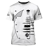QUNBZOU Mens 3D Print Chef T-Shirt Short Sleeve Coat Jacket Pattern Quick Dry Cook Shirt BBQ Shirt A07 Large