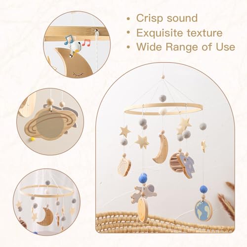 Mobile enfant en bois de style spatial, cadeau de naissance idéal - 6