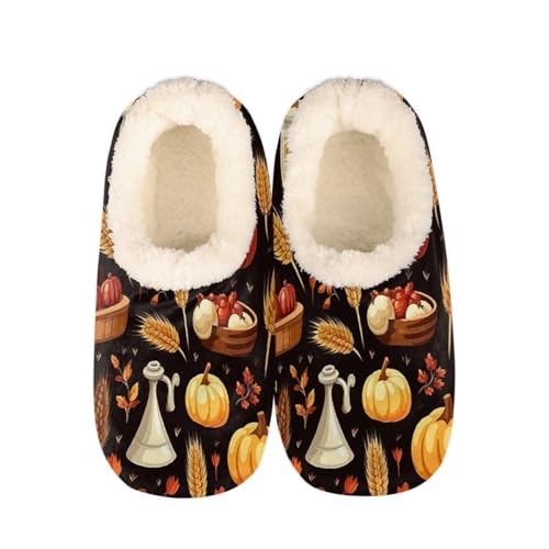 Mexpekil Pantuflas para mujer y hombre con cuello esponjoso, pantuflas cálidas de invierno, antideslizantes, para interiores, zapatos de casa, regalos para mamá y papá (varias tallas 4-11), Tema de