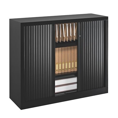 VINCO Armoire Hauteur comptoir à Rideaux monoblocs Eco-conçues 100 x 120 cm Noir-Noir