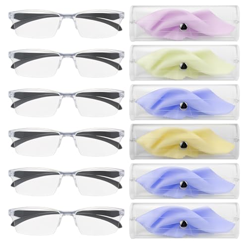 6 Pares Gafas Autograduables Inteligentes Gafas Progresivas Hombre Protección Contra La Luz Azul Ajustables Doble Función Para Visión De Cerca Y De Lejos Adecuadas Para Trabajar Con 6 Estuches 6 Paños