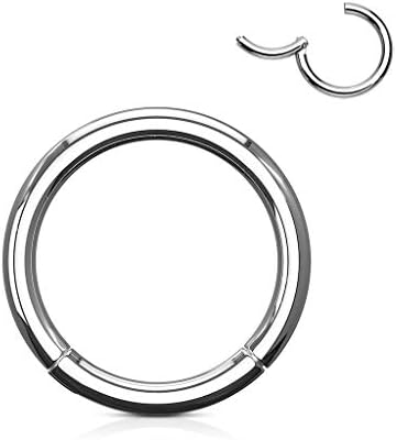 Hinged Seamless WildKlass Jewely Septum Clicker Ring 316L Surgical Steel Simply (Sold Individually) (18g 07mm Silver)