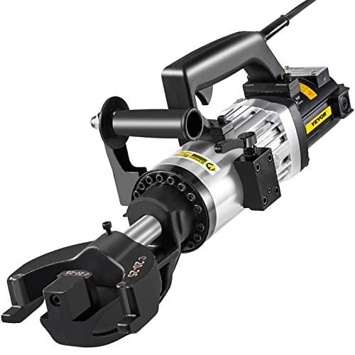 VEVOR Dobladora de Varillas de Refuerzo Hidráulica Eléctrica, 1500 W, hasta 10 25 mm en 4 Segundos, Acero de Alta Potencia con Caja de Herramientas y Lata de Aceite, Negro y Rojo, 560 x 170 x 220 mm