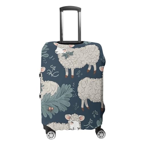 Sheep And Holly Tree Luggage Cover, Washable Elastic Suitcase Cover Protector Fit 18-32 Inch Luggage4