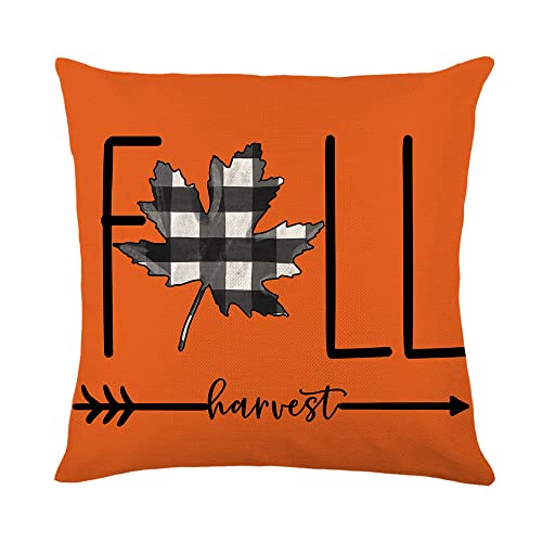 感謝祭装飾枕カバー秋カボチャ枕カバー装飾クッションカバー 18 インチ X 18 インチポリエステル隠しジッパー開閉