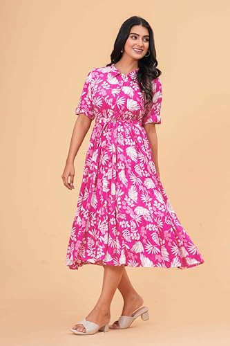 Image of Women's Stylish Floral Printed One-Piece Maxi Dress for Women - Elegant Long Dress