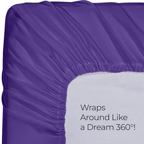Image of Utopia Bedding Queen Fitted Sheet - Bottom Sheet - Deep Pocket - Soft Microfiber - Shrinkage and Fade Resistant - Easy Care -1 Fitted Sheet Only (Egg Plant)