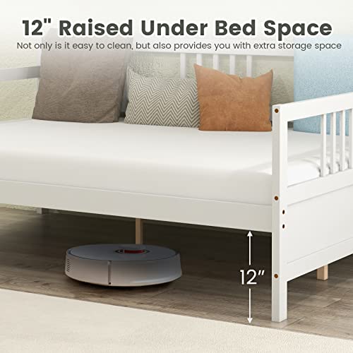 KOMFOTT Wood Daybed Frame Full Size, Sofa Day Bed Frame with Wooden Slats Support, No Box Spring Needed, Full Daybed Frame for Bedroom Living Guest Room