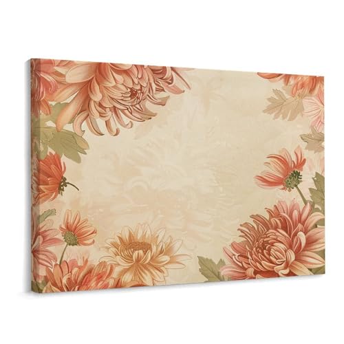 Toile murale carrée rétro et tableau floral pour décoration de chambre et salon
