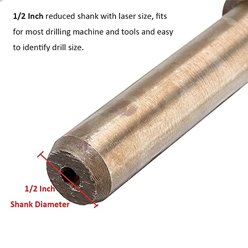 1pc M35 HSS-Co Punta Da Trapano Elicoidale Di Grado Industriale 13.5-30mm Punta Da Trapano Con Gambo Ridotto Da 1/2 Pollici for Perforazione In Metallo Acciaio Inossidabile(30mm)