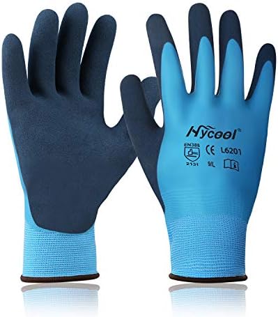 DS Safety Waterproof Work Gloves Hycool Grip Working Gloves 1 Pair(L,Blue)
