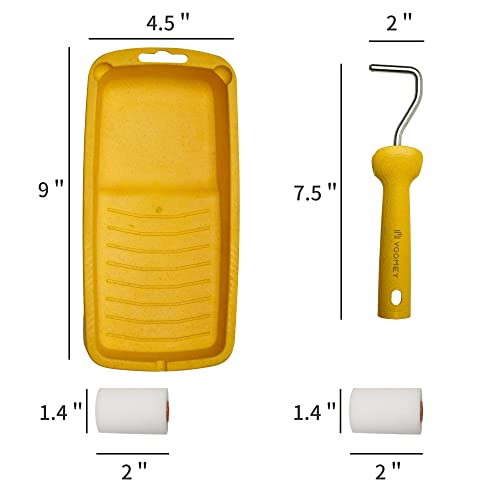 Voomey Mini-Farbroller-Set, Schaumstoff-Farbroller mit hoher Dichte, kleiner Farbroller mit Ablage, zum Ausschneiden von Fenstern, Türen, Schränken usw