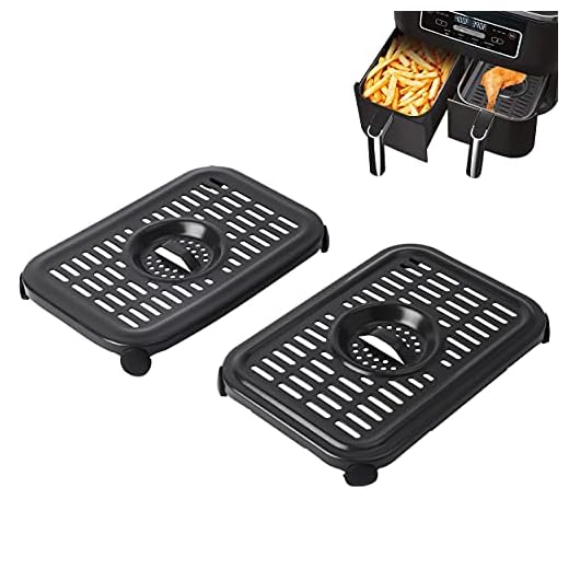 Air Fryer Crisper Plate For Ninja DZ201 Foodi Air Fryer,2 Pcs Replacement Grill Pan for Ninja DZ100 Foodi Air Fryer,Air Fryer Replacement Parts,Air Fryer Grill Plate,Air Fryer Accessories