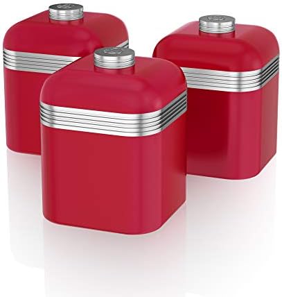 Swan Retro Kitchen Storage Canisters, Iron, Grey, Set of 3