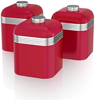Swan Retro Kitchen Storage Canisters, Iron, Grey, Set of 3