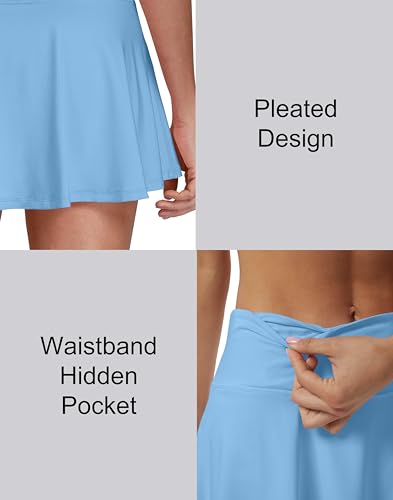 Image of Women's High Waist Pleated Tennis Skirt with 4 Pockets Lightweight Athletic Golf Skorts Skirts for Running Workout