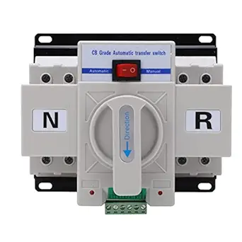 Dual Power Transfer Switch, 230V 63A Auto Changeover Switch Single Motor Drive Interlock Function for Control Equipment
