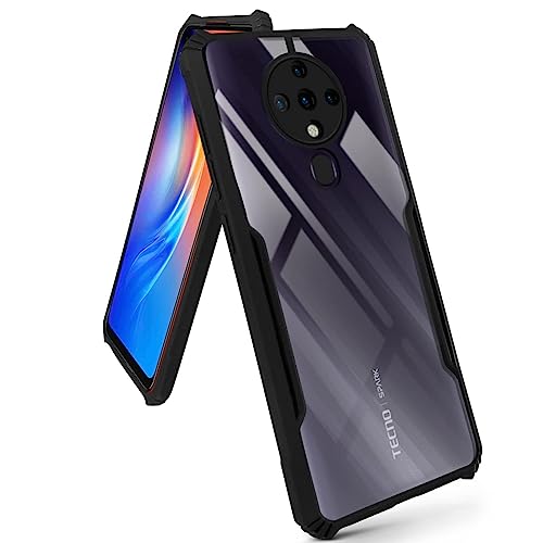 Image of Jkobi Back Cover Case for Tecno Spark 6 (Shockproof with Polycarbonate Clear Panel | Professional Black)