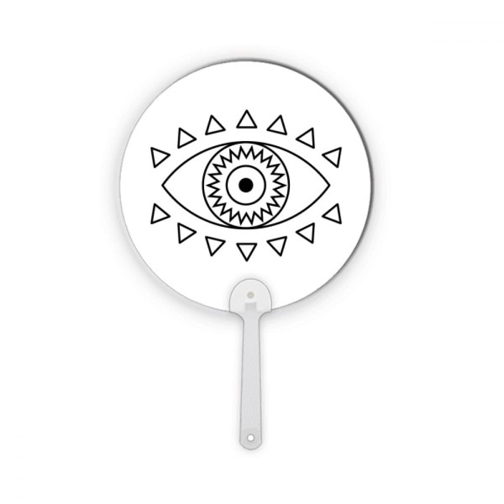Éventail décoratif géométrique en plastique motif totem œil rond pour artisanat