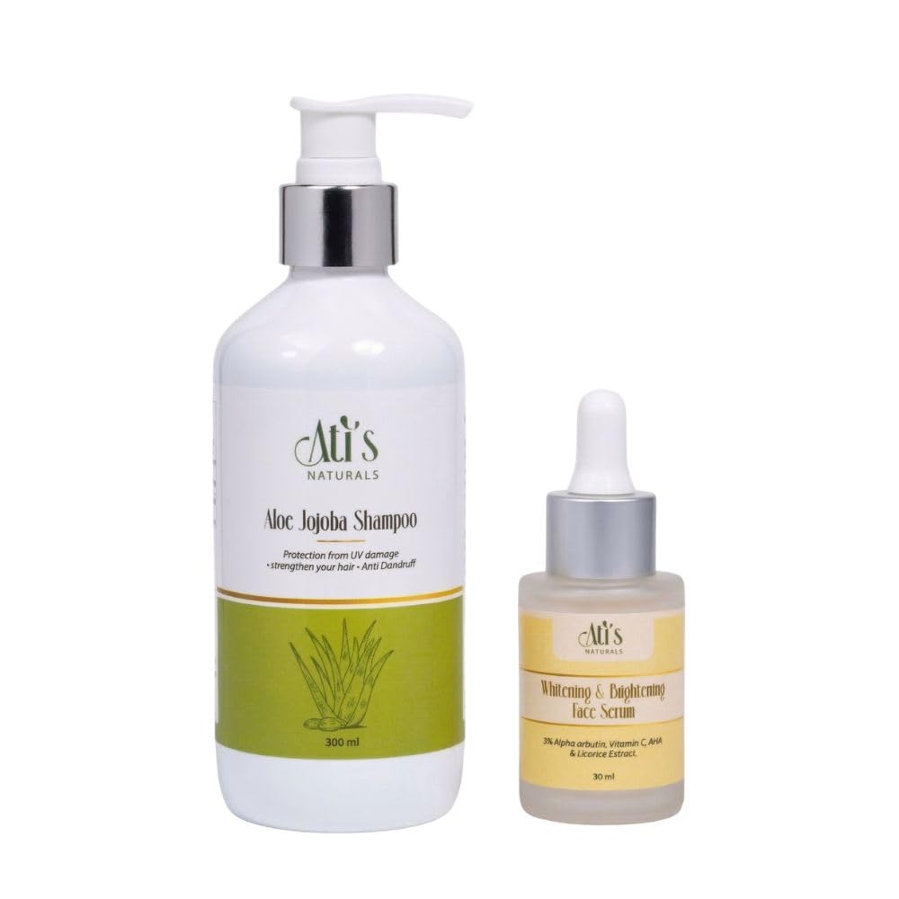 Combo Pack of 2 – Aloe Jojoba Shampoo 300ml + Brightening Face Serum 30ml | Nourishing Hair Cleanser & Skin Glow Serum | Suitable for All Hair & Skin Types | Men & Women-image-10