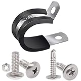 Twidec/50PCS 1/2 Inch Cable Clamp 304 Stainless Steel Rubber Coated Cushion Pipe Clamps,Metal Clamp,With Metal Rubber Clips For Automotive Wire Tube Pipe Clamps N-056-1/2