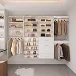 ROOMTEC 31.5" Double Hanging Wardrobe Closet with Clear Glass Doors, Wall Mounted Modular Closet System, Clothes Storage Unit for Bedroom or Walk-in Closet, White - Image 5
