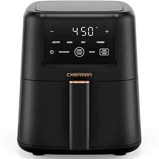 Chefman Compact Air Fryer 3.5 QT - Slim Design Fits Small Kitchens, 4-in-1 Air Fry, Bake, Dehydrate, Frozen, 450°F Max Temp, Narrow Footprint Saves Counter Space, Nonstick Ceramic, Dishwasher-Safe