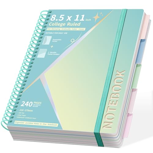 Spiral Notebook 8.5" x 11" College Ruled Hardcover Journal for