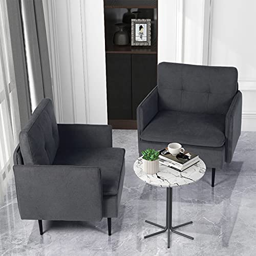 Aodailihb Modern Accent Chairs Armchair Bedroom Chairs Living Room Chair Club Chairs Single Sofa Mid Century Furniture Comfy Luxury Seat With 4 Metal Legs/Thick Padding For Small Spaces(1, Grey) #TOP5