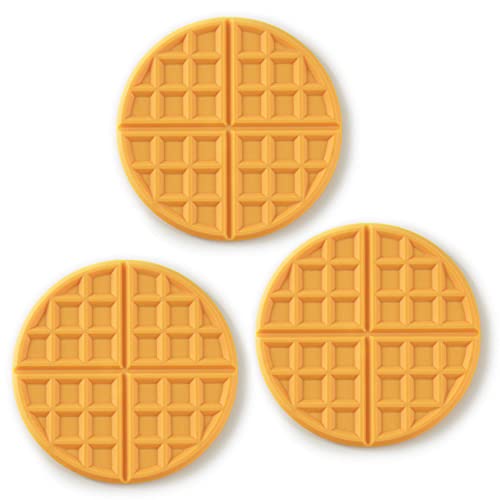 Kaiihome Silicone Kitchen Trivets Pot Holders Round Waffle Hot Pads Plate Holder – Set of 3 (Yellow)