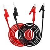 2PCS Multimeter Test Leads 4mm Banana Plug to Alligator Crocodile Clips Cable 1000V 15A Pure Copper Wire, Electrical Testing Probe Set for Digital Multimeter DIY Lab Automotive Use