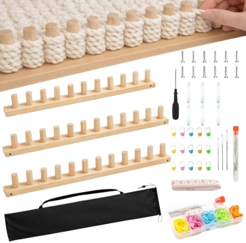 Chunky Blanket Loom Kit for Beginners, Extra Large Blanket Loom for Chunky Yarn, DIY Stress Relief & Meditation Knitting Loom for Making Chunky Yarn Blankets, Scarves, Rugs, and Shawls(60IN)