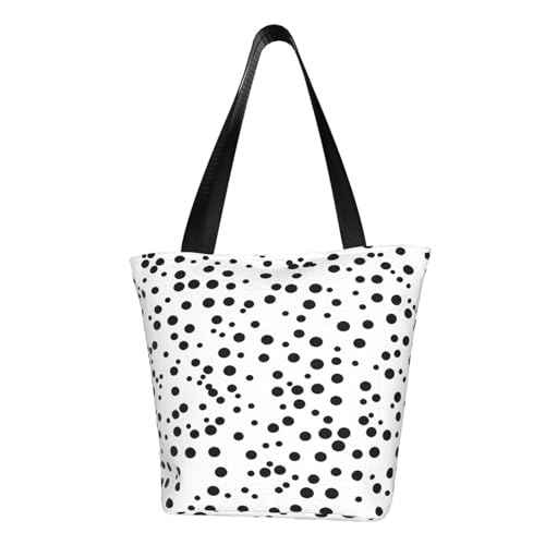 DRGFCXE Diseño clásico de lunares en blanco y negro, bolso acolchado ligero de gran capacidad, adecuado para compras, fitness, moda y fácil de combinar con la vida, Black, Talla única