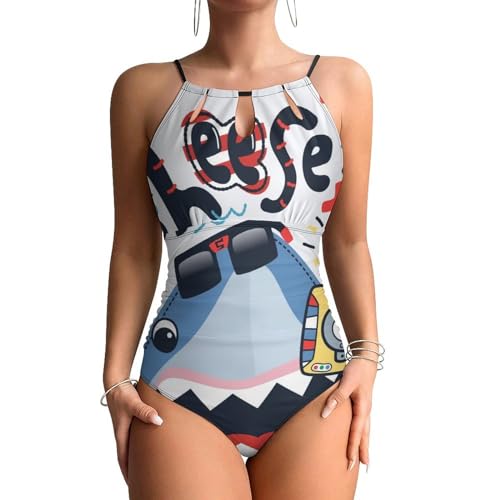 Maillots de bain une pièce femme gainant à motif requin caméra chic