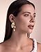 18K Gold Plated Statement Earrings for Women by SNGIA, Chunky Dangle Leaf Fan Shape Flower Earrings, Vintage Boho Accessories by SNGIA, 18K Gold Plated Trendy Fashion Jewelry Gifts