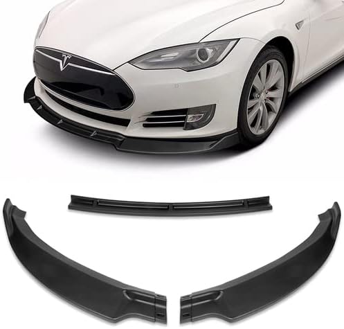 3 Pieces Front Bumper Lip Spoiler Splitter Side Body Kit Trim Protection Compatible with 2012-2016 Tesla Model S, 2013 2014 2015 (Painted Carbon Style)