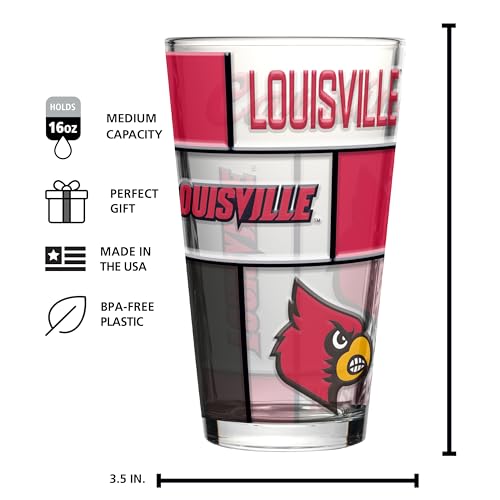 Image of Logo Brands NCAA oz Stained Glass Pint Glass - 3D Embossed Logo & Bold Team Colors - Durable Sports Fan Beer Glass for Home, Bar & Tailgates