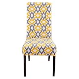 Lalluxy Chair Covers for Dining Chairs Set of 4, Stretchy Soft Parson Chair Covers Removable Washable Kitchen Dining Room Chair Slipcovers with Elastic for Universal Fit (Yellow Gray Geometric)